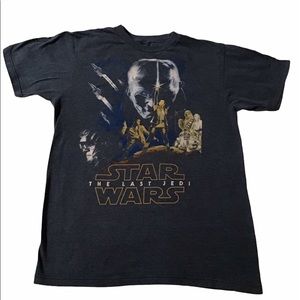 Men's Stars Wars Logo The Last Jedi T-shirt Gray Blue Small